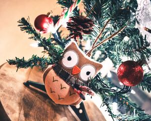 Preview wallpaper owl, toy, christmas, new year