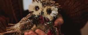 Preview wallpaper owl, toy, decoration, bird, hands