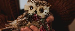 Preview wallpaper owl, toy, decoration, bird, hands