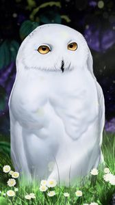 Preview wallpaper owl, white, bird, art