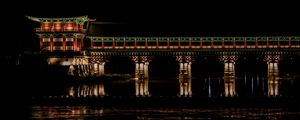 Preview wallpaper pagoda, architecture, backlight, night, dark
