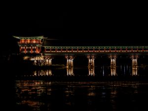 Preview wallpaper pagoda, architecture, backlight, night, dark