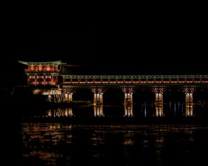 Preview wallpaper pagoda, architecture, backlight, night, dark