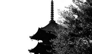 Preview wallpaper pagoda, architecture, spire, bw, dark