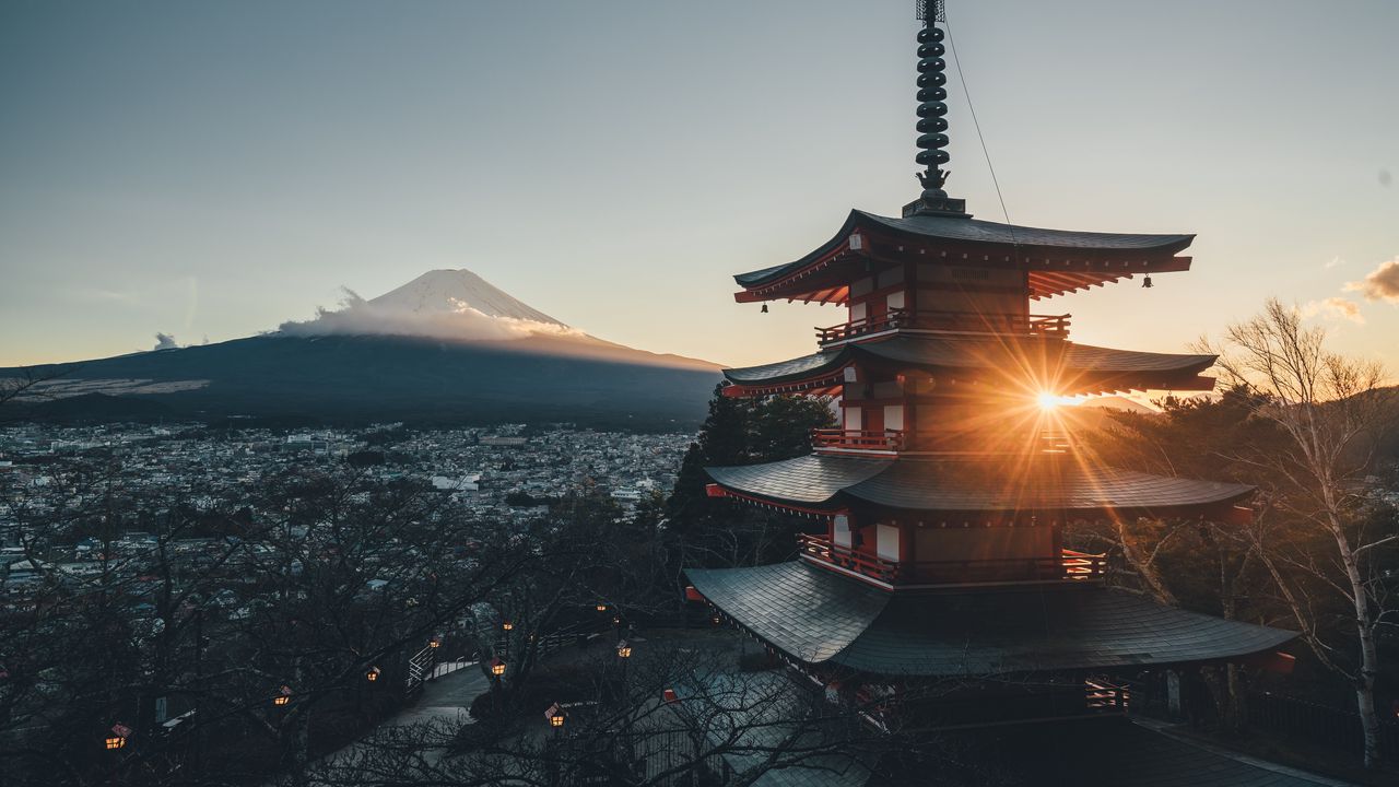 Wallpaper pagoda, architecture, sunlight, japan