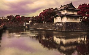 Preview wallpaper pagoda, architecture, water, twilight, landscape