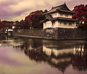 Preview wallpaper pagoda, architecture, water, twilight, landscape