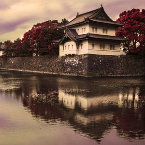 Preview wallpaper pagoda, architecture, water, twilight, landscape