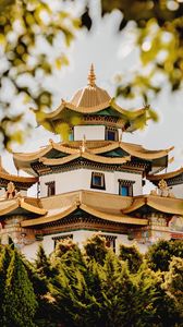 Preview wallpaper pagoda, building, architecture, trees, bushes