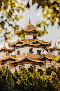 Preview wallpaper pagoda, building, architecture, trees, bushes