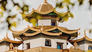 Preview wallpaper pagoda, building, architecture, trees, bushes