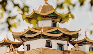 Preview wallpaper pagoda, building, architecture, trees, bushes