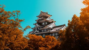 Preview wallpaper pagoda, building, architecture, trees, autumn