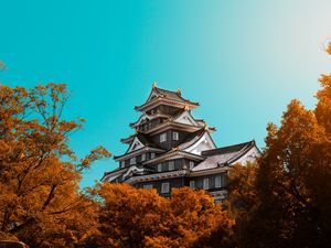 Preview wallpaper pagoda, building, architecture, trees, autumn
