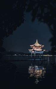 Preview wallpaper pagoda, building, architecture, night