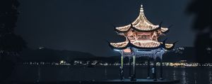 Preview wallpaper pagoda, building, architecture, night