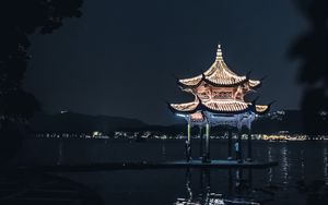 Preview wallpaper pagoda, building, architecture, night