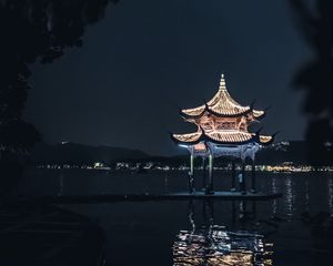 Preview wallpaper pagoda, building, architecture, night