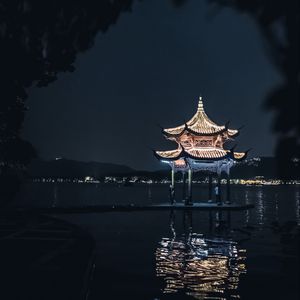 Preview wallpaper pagoda, building, architecture, night