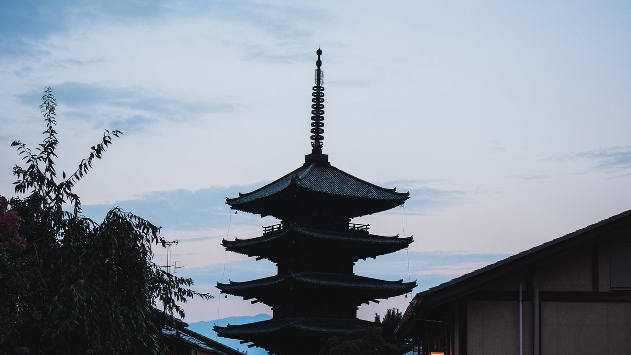 Wallpaper pagoda, building, architecture, roof, city