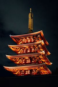 Preview wallpaper pagoda, building, architecture, backlight, dark