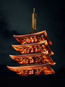Preview wallpaper pagoda, building, architecture, backlight, dark