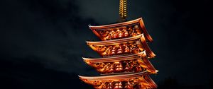 Preview wallpaper pagoda, building, architecture, backlight, dark