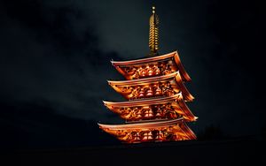 Preview wallpaper pagoda, building, architecture, backlight, dark