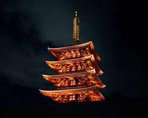 Preview wallpaper pagoda, building, architecture, backlight, dark