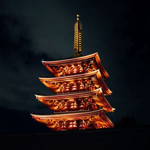 Preview wallpaper pagoda, building, architecture, backlight, dark