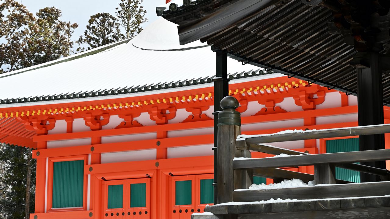 Wallpaper pagoda, building, architecture, snow