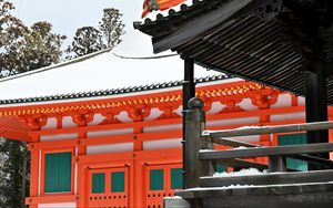 Preview wallpaper pagoda, building, architecture, snow