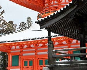 Preview wallpaper pagoda, building, architecture, snow