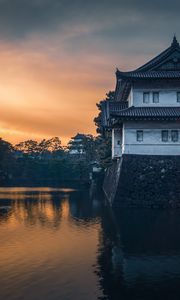 Preview wallpaper pagoda, building, architecture, river, water