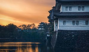 Preview wallpaper pagoda, building, architecture, river, water