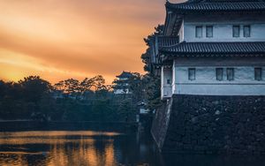 Preview wallpaper pagoda, building, architecture, river, water