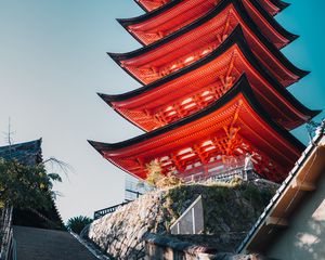 Preview wallpaper pagoda, building, architecture, red, roof