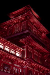 Preview wallpaper pagoda, building, architecture, night, red