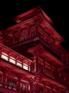 Preview wallpaper pagoda, building, architecture, night, red