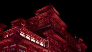 Preview wallpaper pagoda, building, architecture, night, red