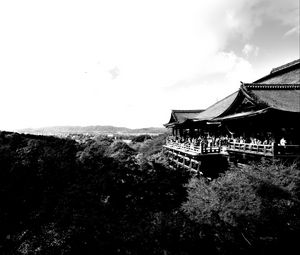 Preview wallpaper pagoda, building, asia, trees, bw