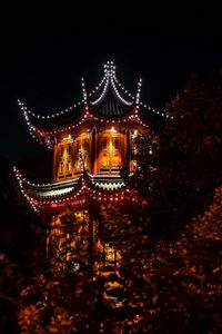 Preview wallpaper pagoda, building, lights, night