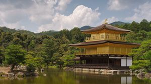 Preview wallpaper pagoda, building, river, reflection