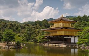 Preview wallpaper pagoda, building, river, reflection