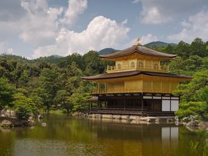 Preview wallpaper pagoda, building, river, reflection