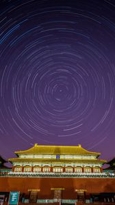 Preview wallpaper pagoda, building, starry sky, long exposure, circles