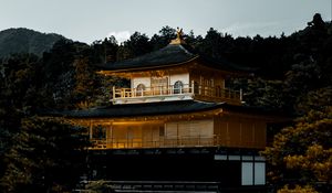 Preview wallpaper pagoda, building, temple, nature, river