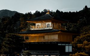 Preview wallpaper pagoda, building, temple, nature, river