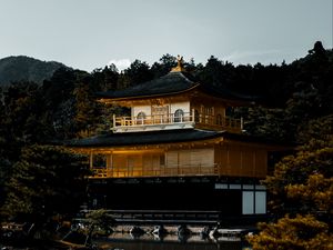 Preview wallpaper pagoda, building, temple, nature, river