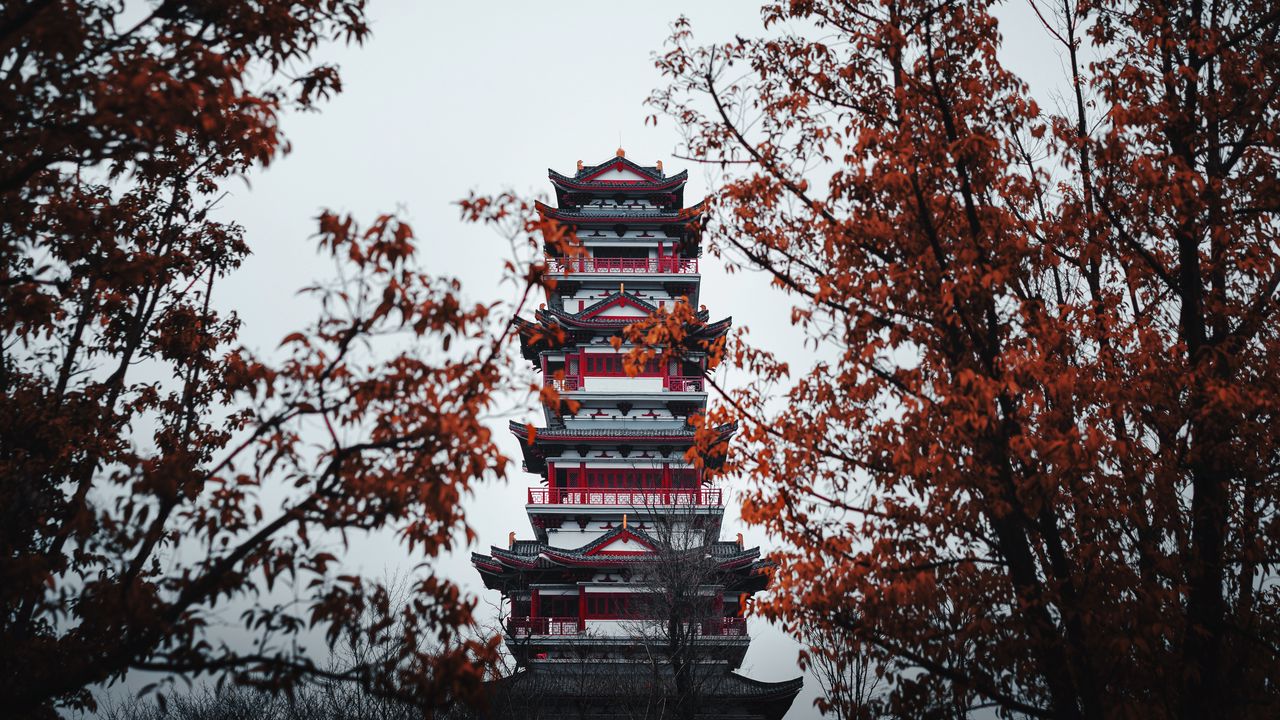 Wallpaper pagoda, building, temple, architecture, trees
